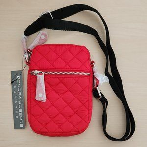 Sondra Roberts Quilted Nylon Cellphone Crossbody Bag - Red